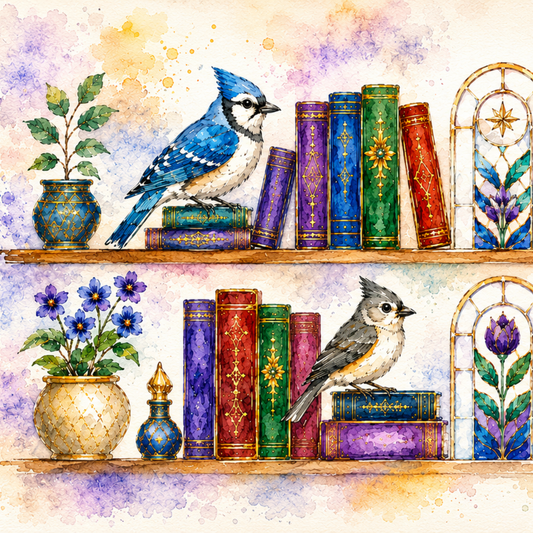 Birds in the Stacks - Watercolor Style Mug