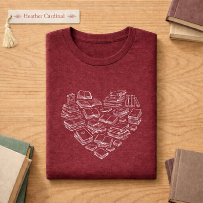 Book Heart  Literary T Shirt