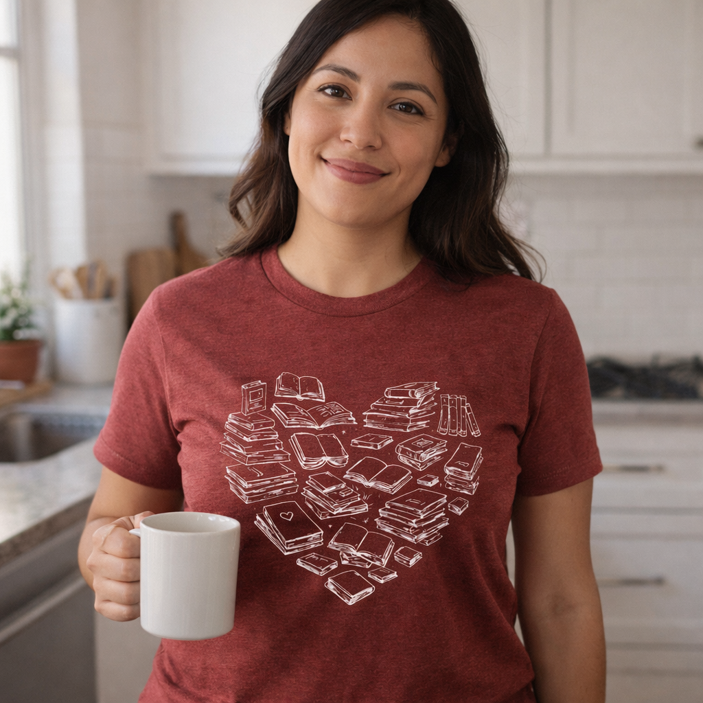 Book Heart  Literary T Shirt