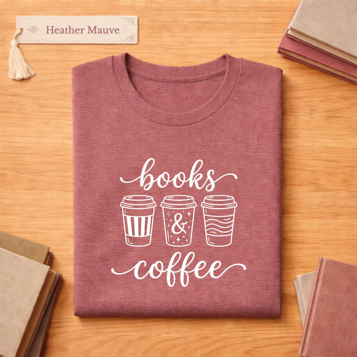 Books & Coffee  Literary T Shirt