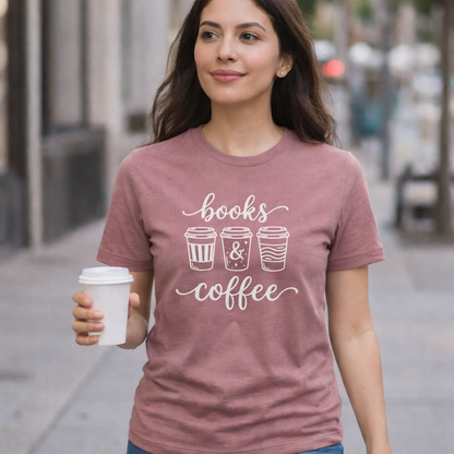 Books & Coffee  Literary T Shirt
