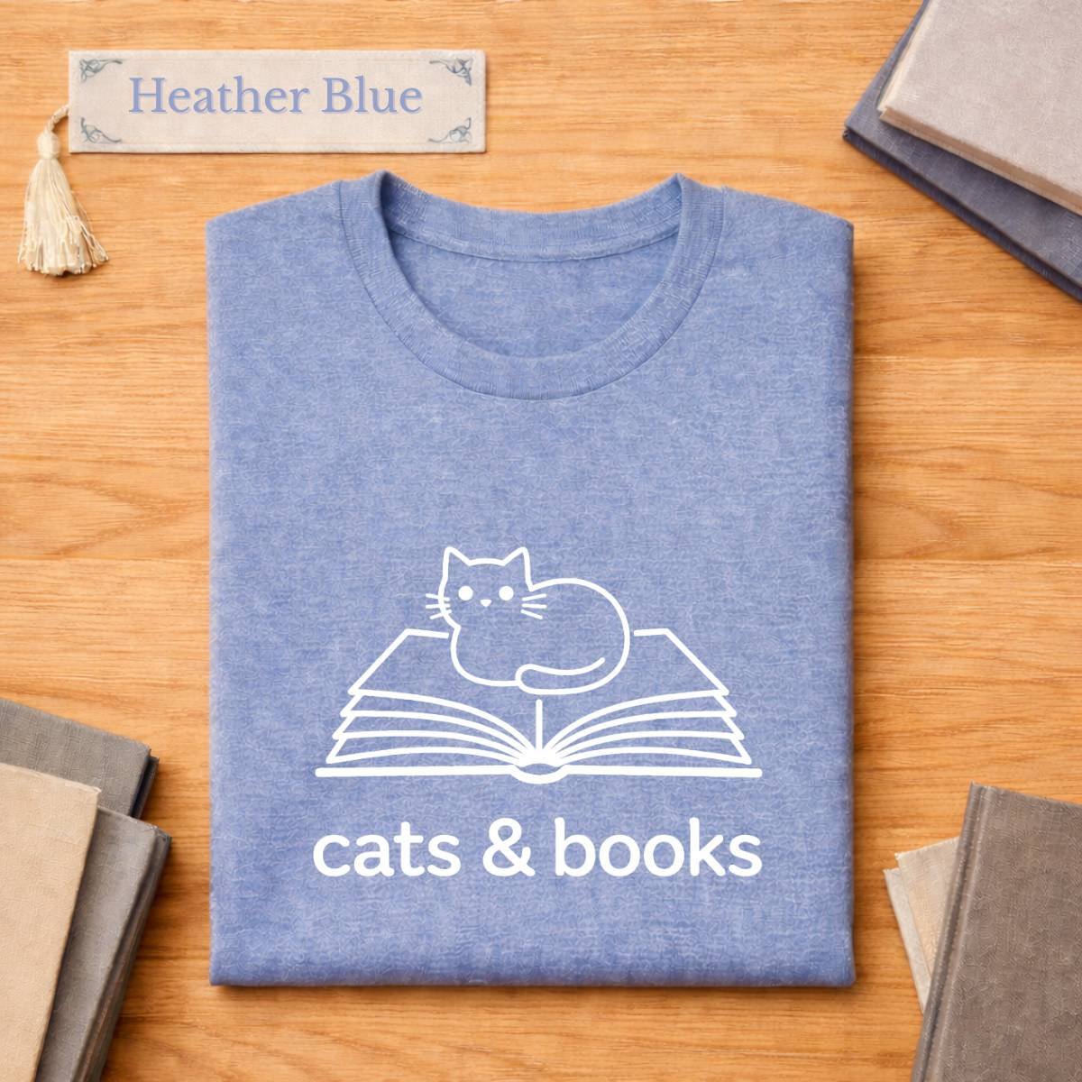 Cats & Books Unisex Literary T Shirt