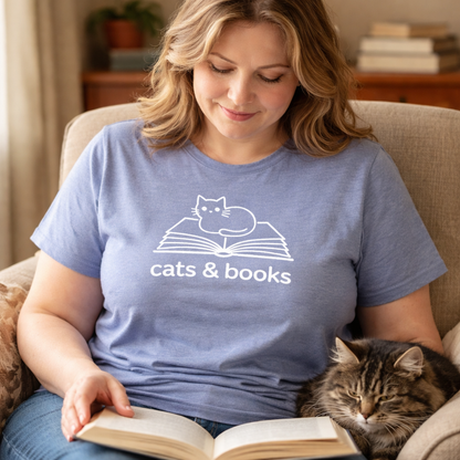 Cats & Books Unisex Literary T Shirt