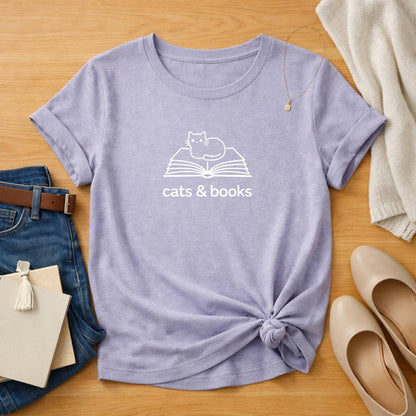 Cats & Books Unisex Literary T Shirt