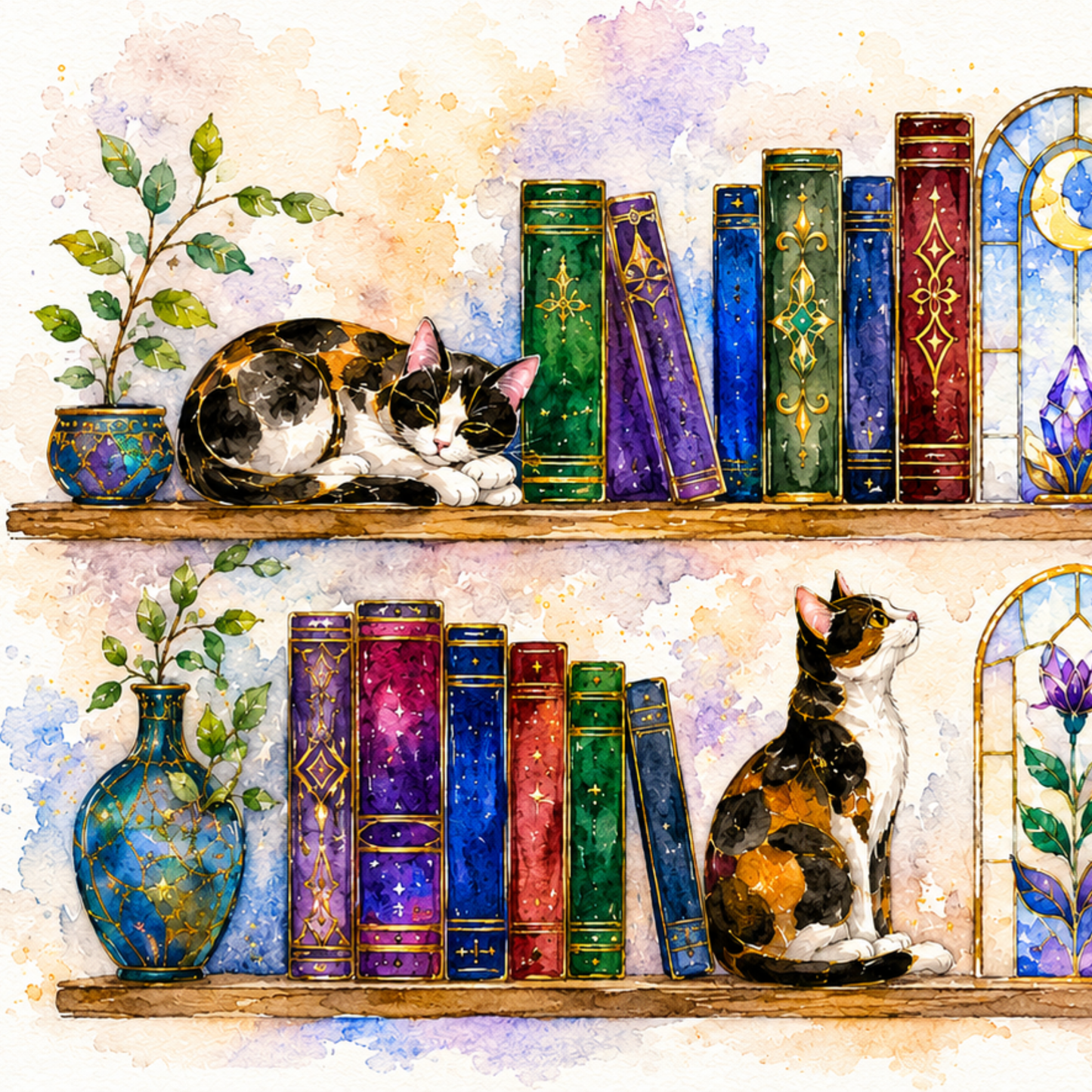 Cats in the Stacks - Watercolor Style Mug