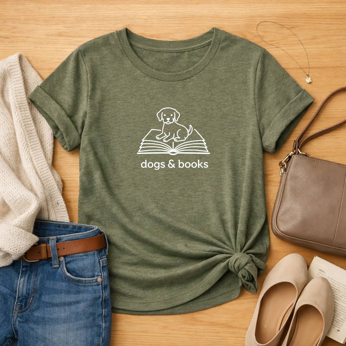 Dogs & Books Unisex Literary T Shirt