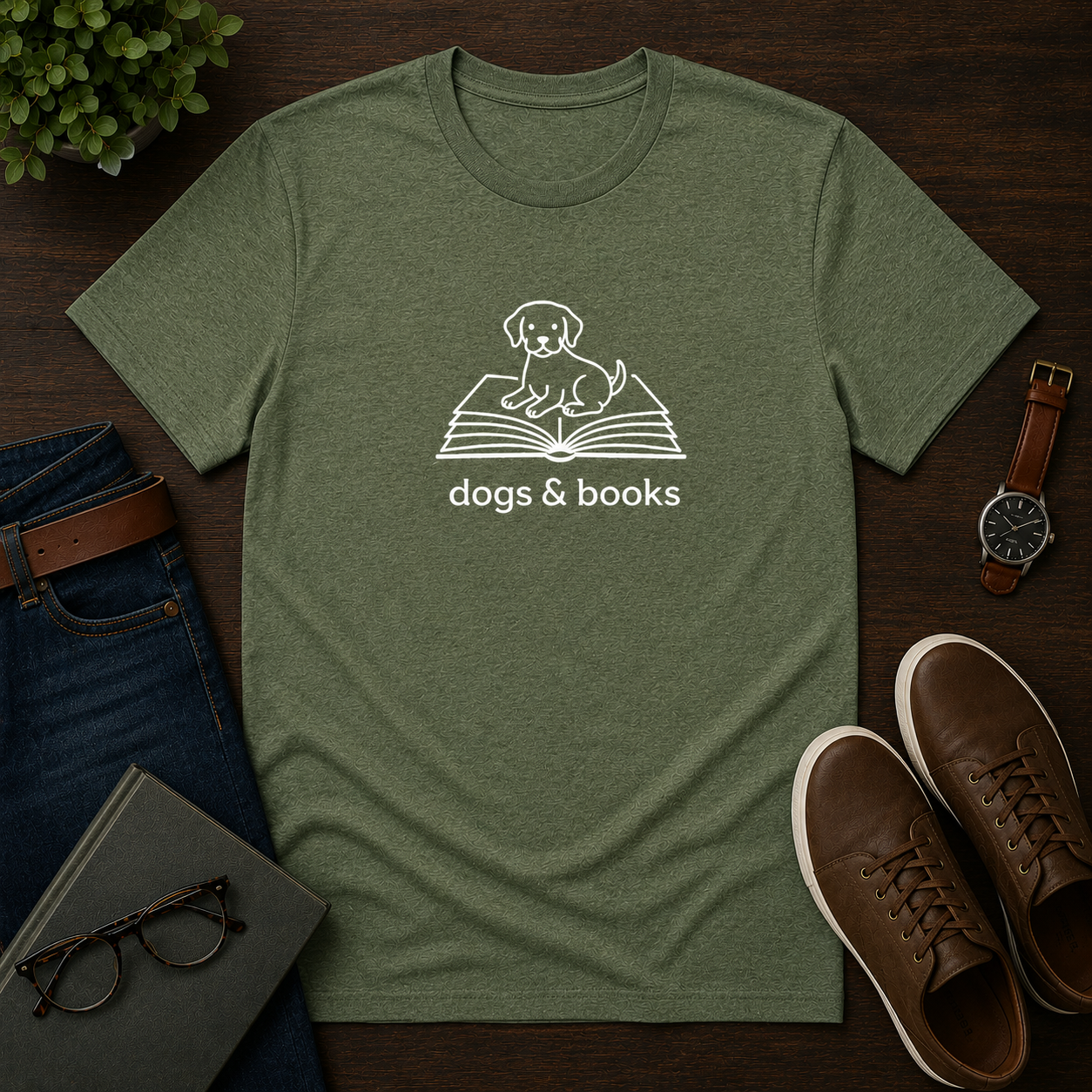 Dogs & Books Unisex Literary T Shirt